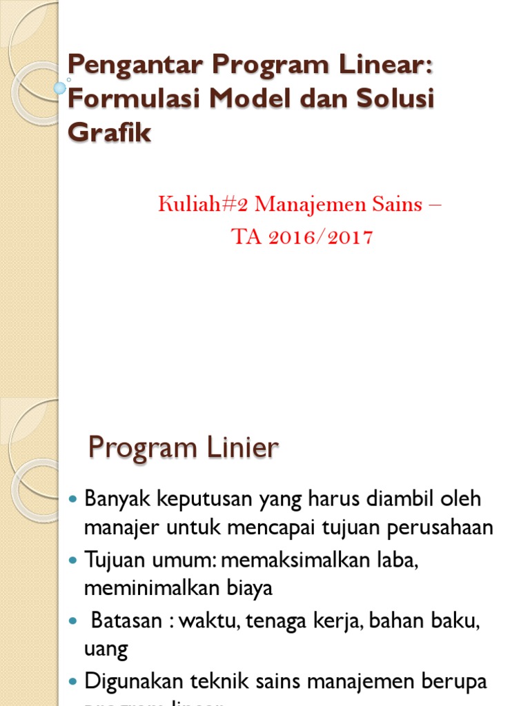 Pembahasan Soal Program Linier Make Grafik