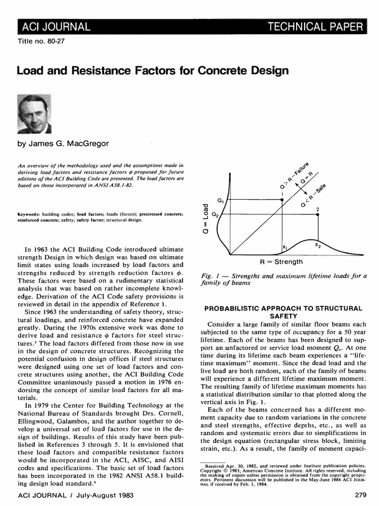 Load and Resistance Factors For Concrete Design Aci Journal Technical