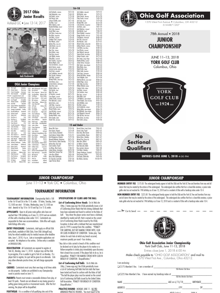 Ohio Golf Association Junior Championship PDF Sports Rules And