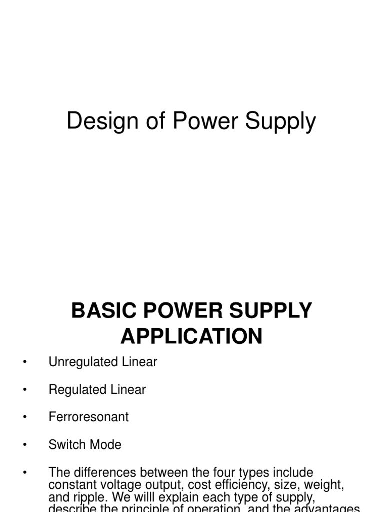 Design of Power Supply Circuit Diagram