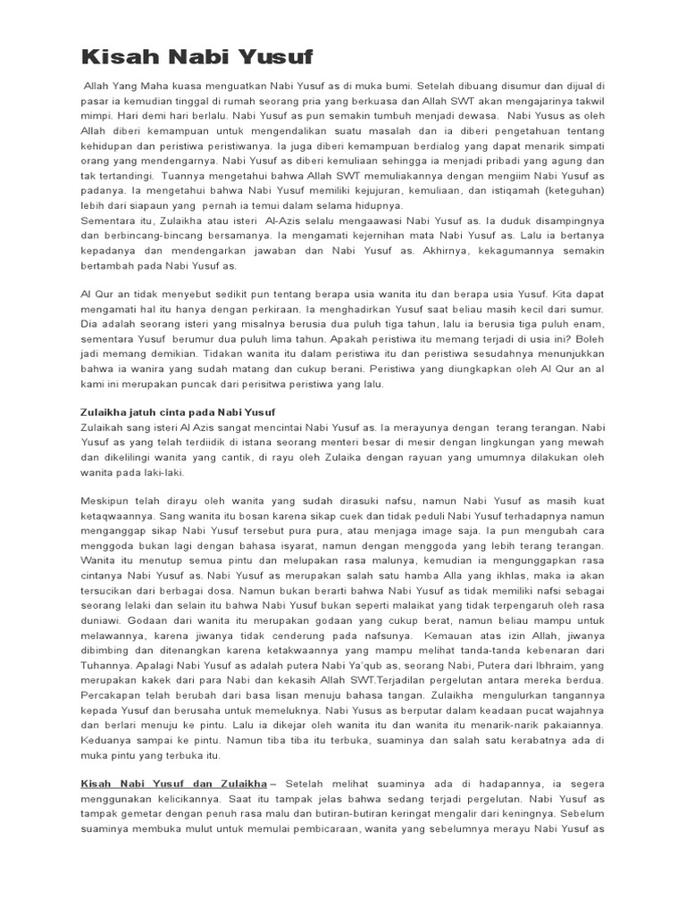 Kisah Nabi Yusuf Dan Zulaikha Pdf