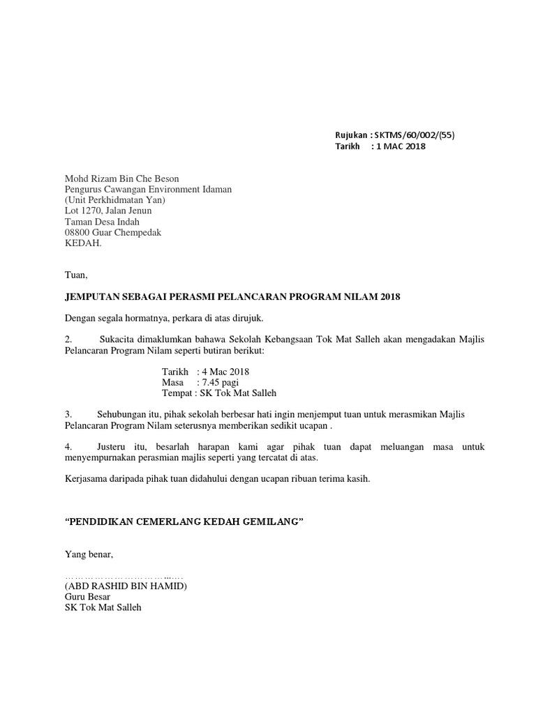 Surat Pelancaran Nilam 2018 Pdf