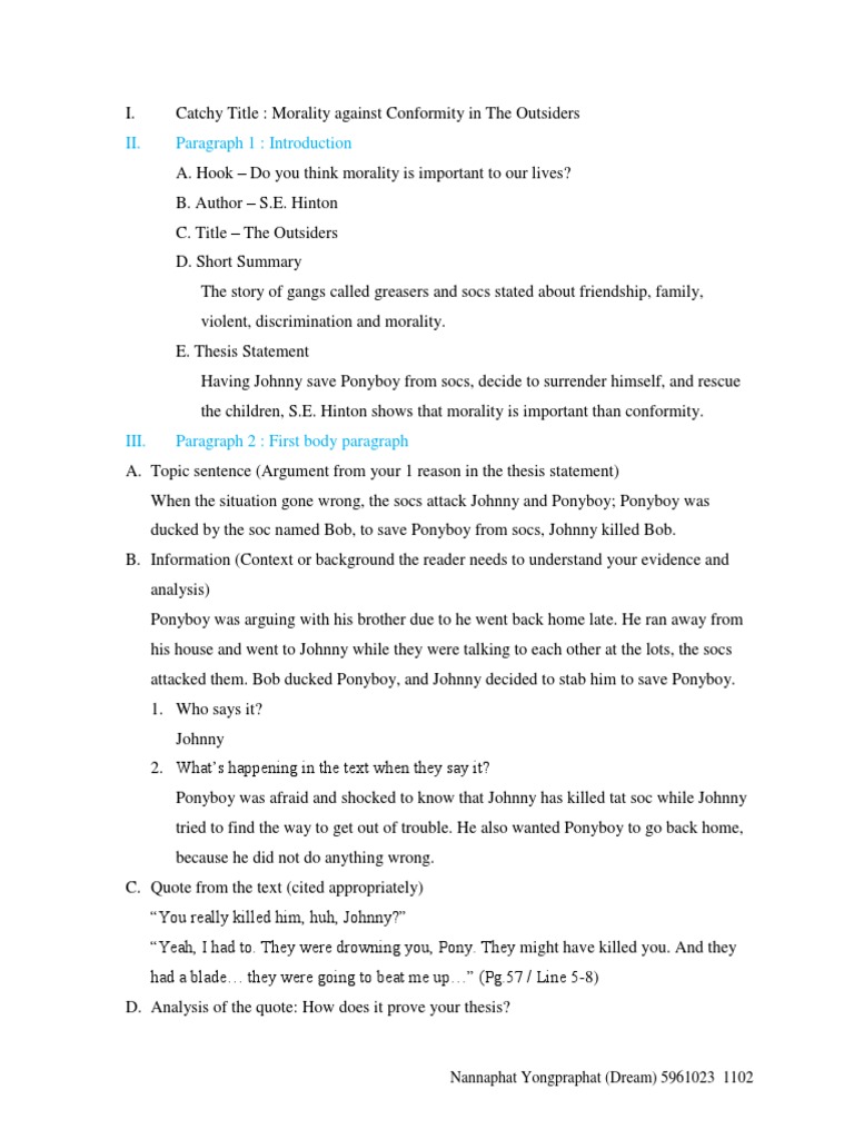 Essay The OutsidersEng PDF