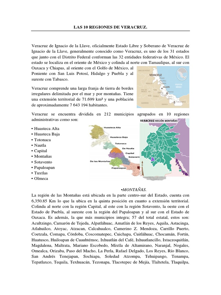 Las 10 Regiones de Veracruz | PDF | America latina | México