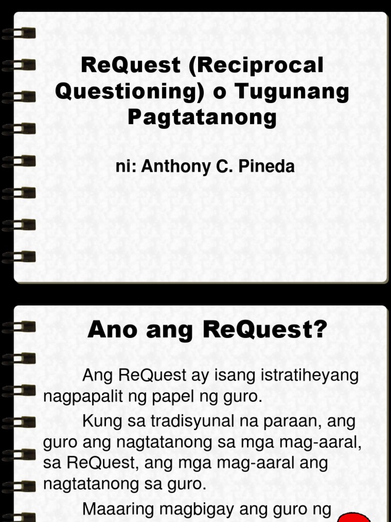 FILI500 ReQuest Reciprocal Questioning o Tugunang Pagtatanong | PDF