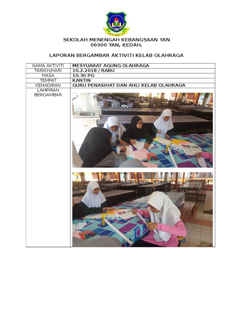Laporan Bergambar Aktiviti Olahraga Di Kantin Pdf