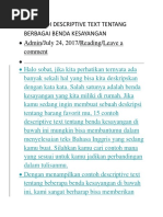 15 Contoh Descriptive Text Tentang Berbagai Benda Kesayangan