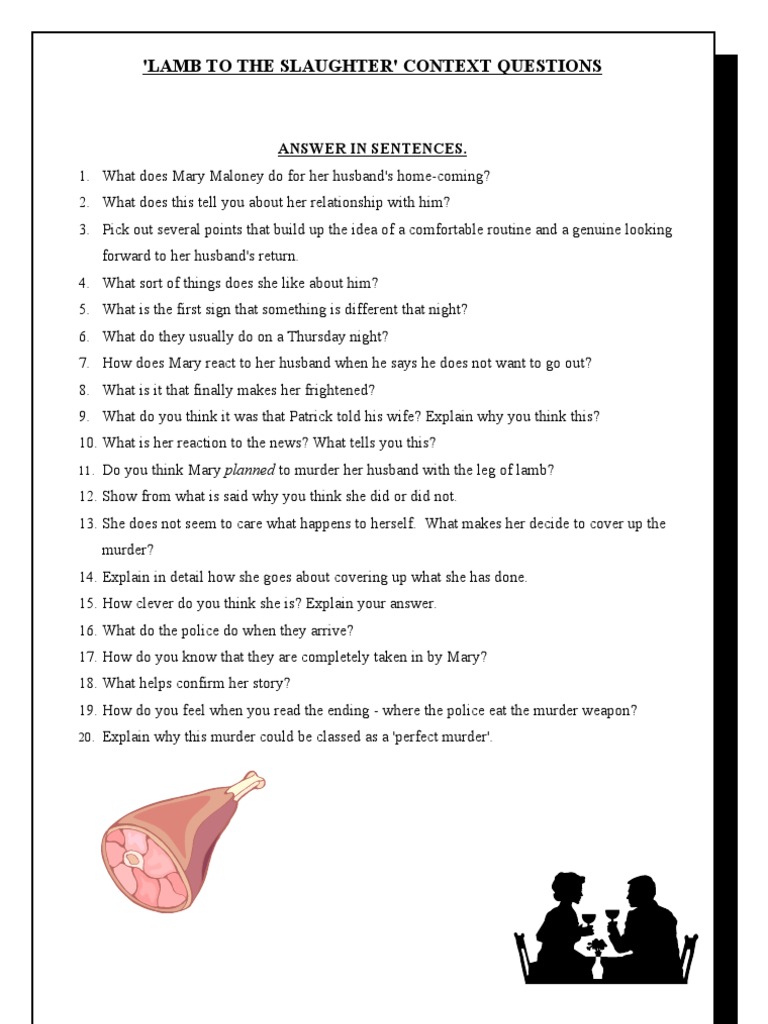 Lamb To The Slaughter By Roald Dahl Activities Bundle By Nouvelle Ela