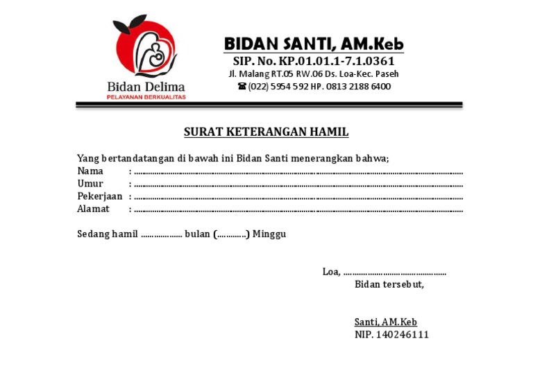 Surat Keterangan Hamil Dari Dokter - Homecare24