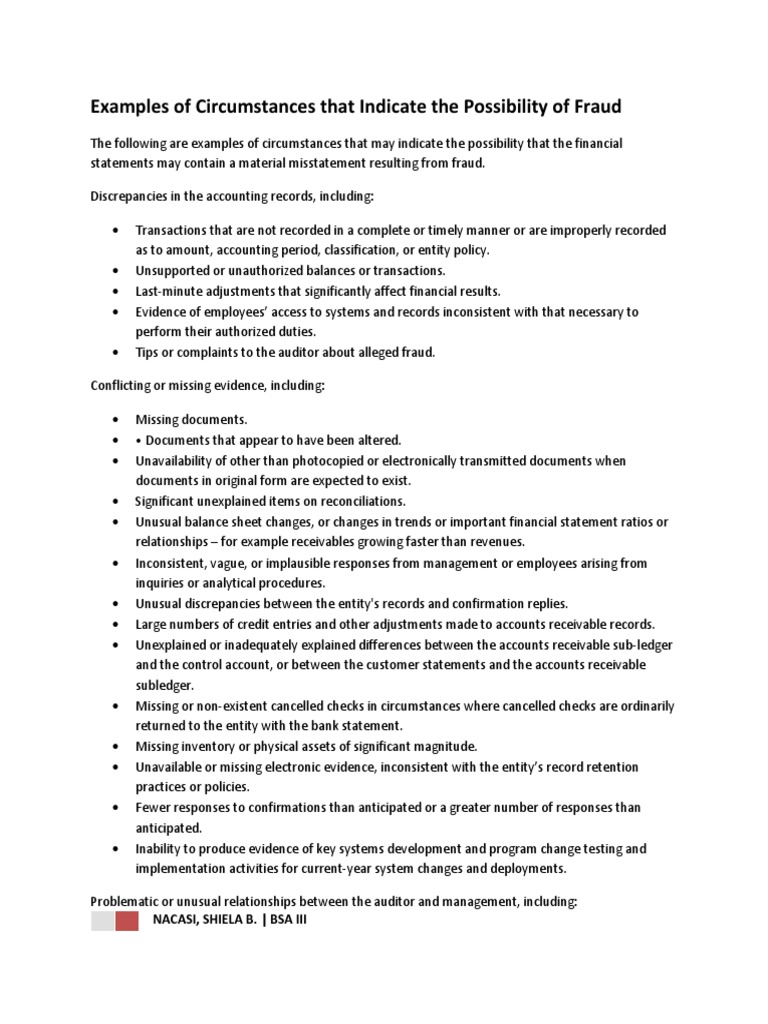 Fraud Indicators in Financial Statements | PDF | Audit | Internal Control