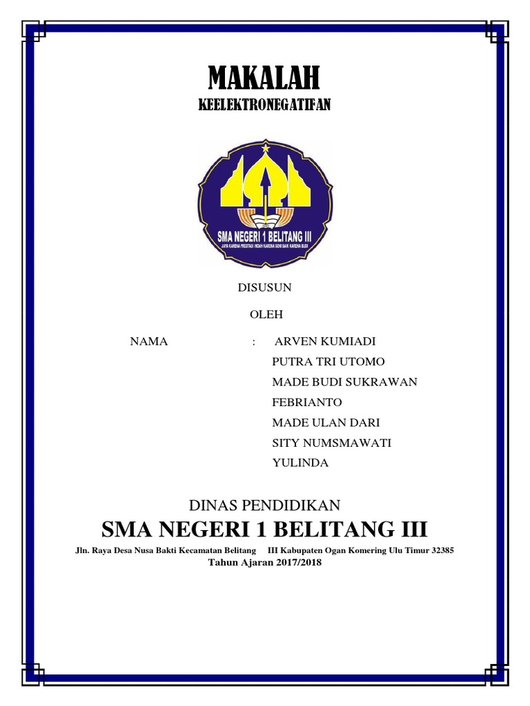 Makalah Sma Negeri 1 Belitang Iii