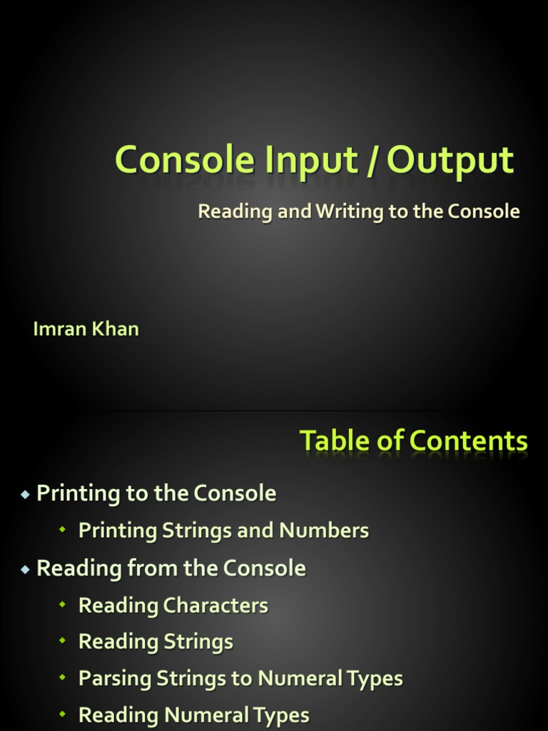 Console Input and Output Fundamentals | PDF | Data Type | Command Line ...