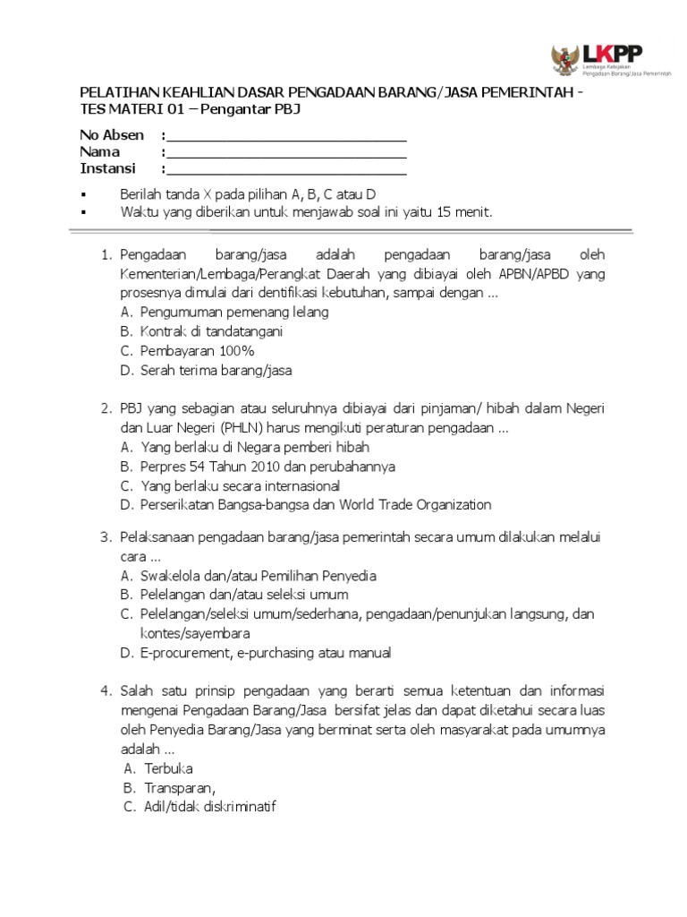 Tes Materi 01 Pengantar Pbj 9 2