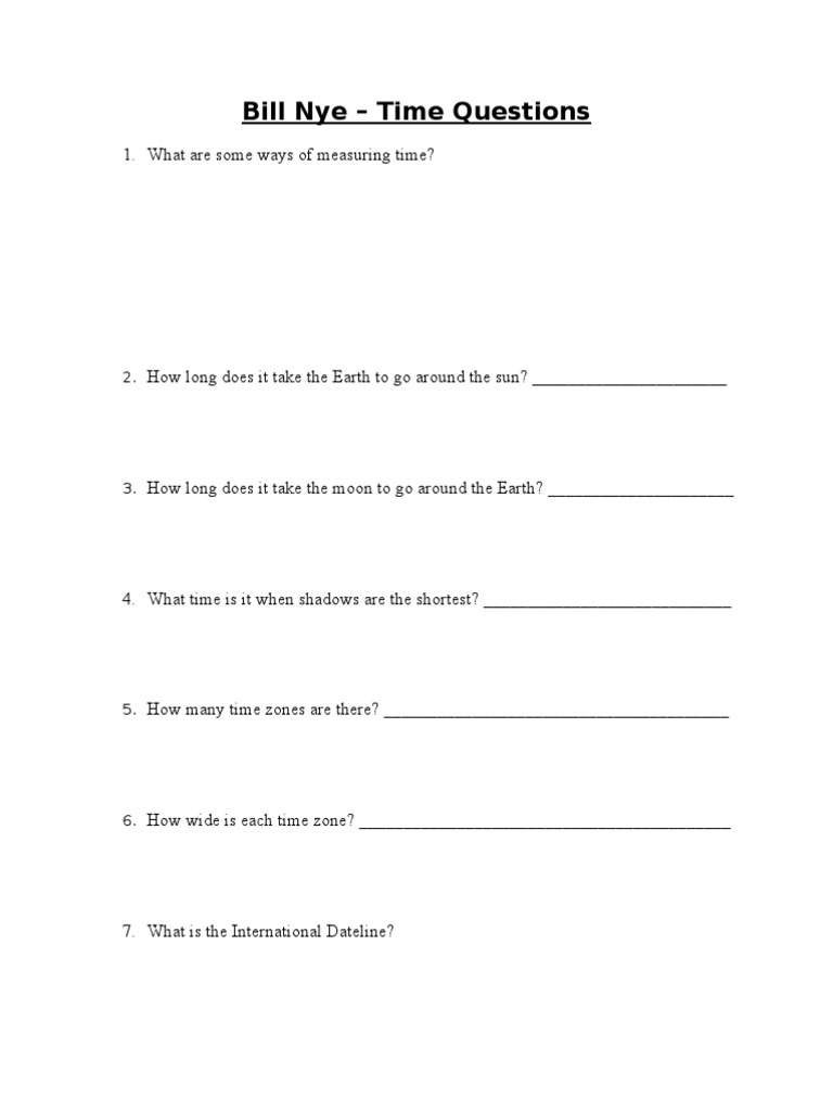 Bill Nye Time Questions | PDF