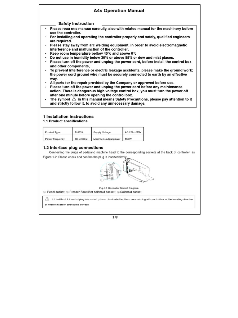 Manual Jack A4s PDF Sewing Machine Ac Power Plugs And Sockets