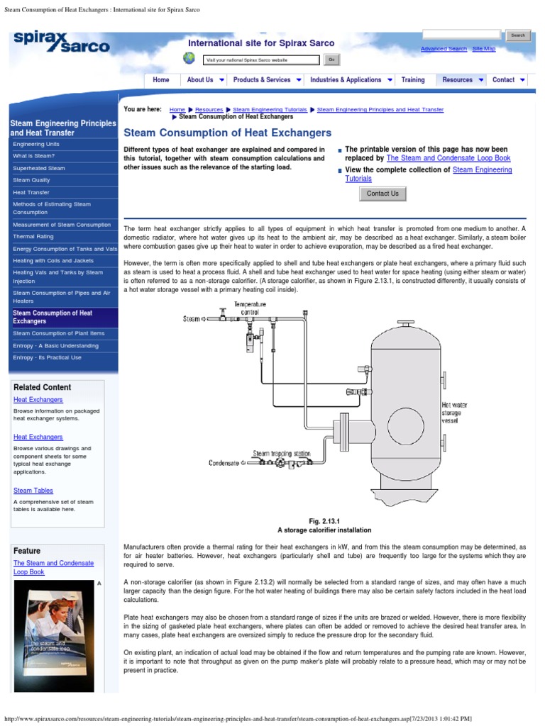 Steam Consumption of Heat Exchangers - International Site For Spirax ...