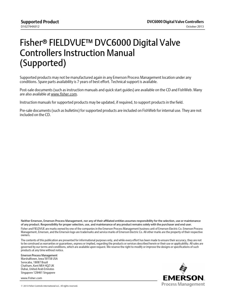 Fisher R FIELDVUE™ DVC6000 Digital Valve Controllers Instruction Manual ...