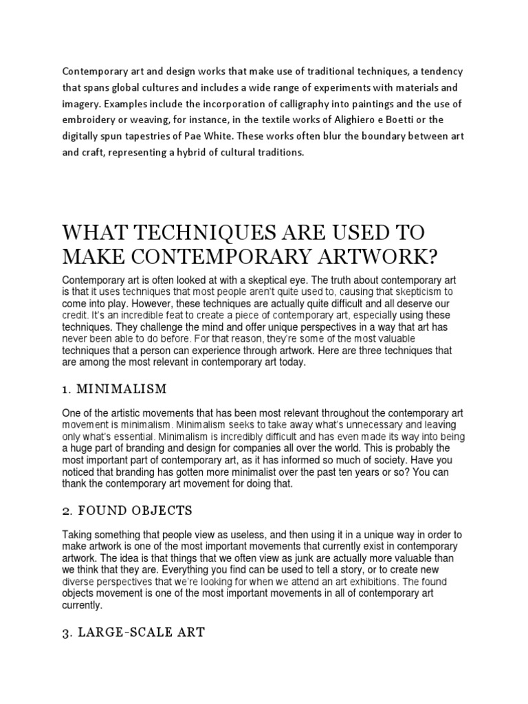Traditional Techniques Applied To Contemporary Creation PDF Pencil