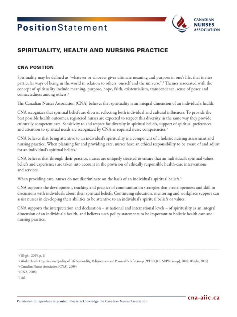 Spirituality in Nursing Practice Guidelines | PDF | Spirituality | Nursing