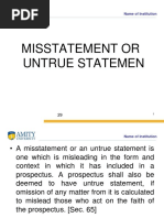 Misstatement or Untrue Statemen: Name of Institution