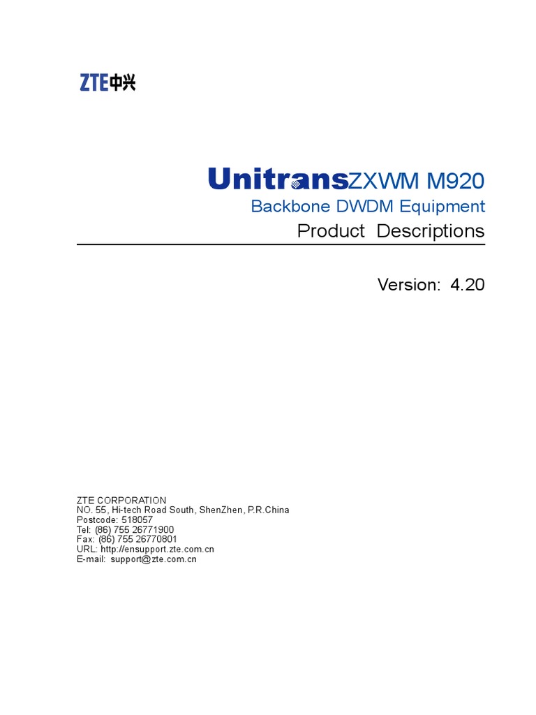 ZTE Hardware Description | PDF | Wavelength Division