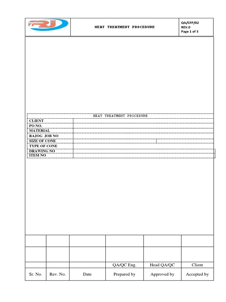 Heat Treatment Procedure PDF Heat Treating Industries