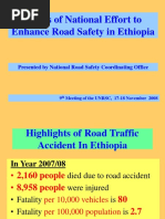 Status of National Effort To Enhance Road Safety in Ethiopia
