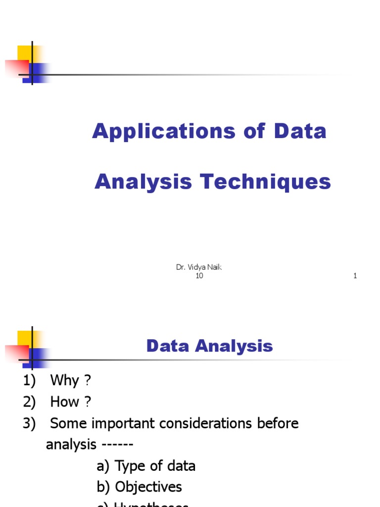 Applications of Data Analysis Techniques Dr. Vidya Naik 10 1 PDF