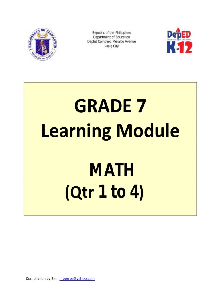 Grade 7 Learning Module in Math | PDF | Educational Stages | Learning
