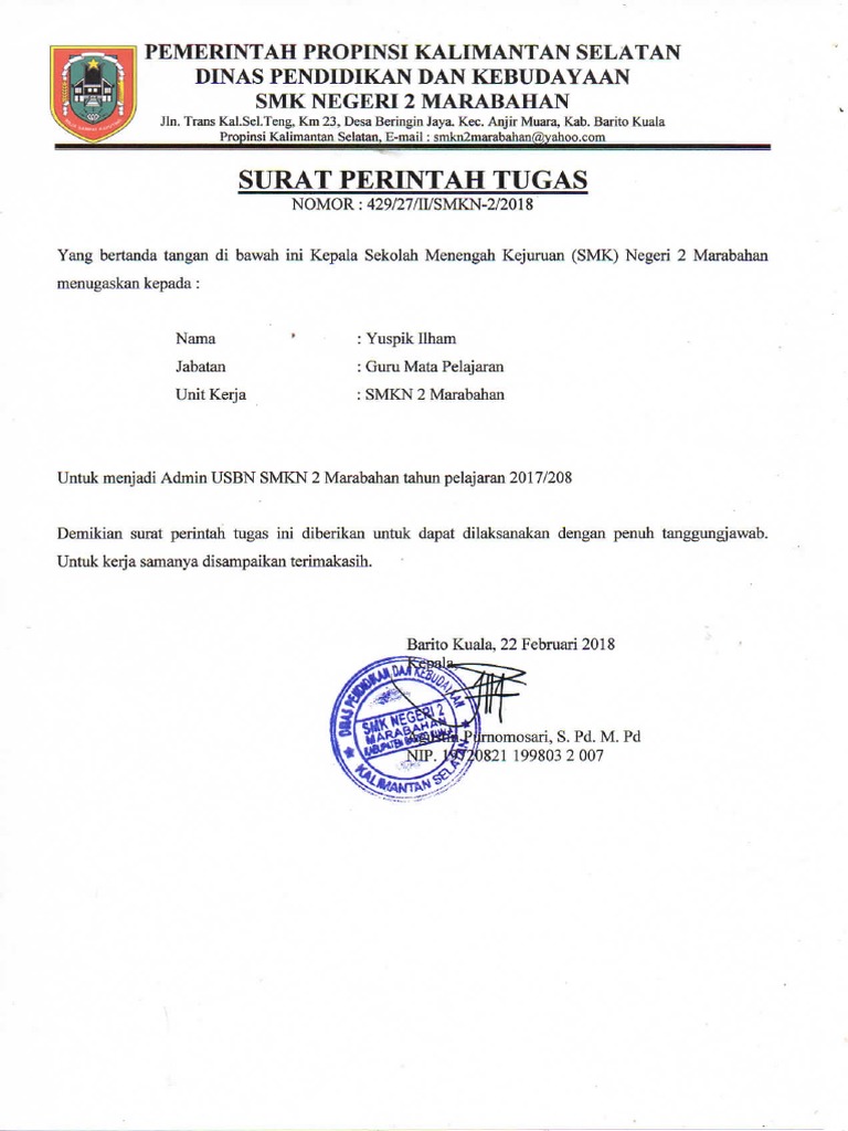 Contoh Surat Penunjukan Operator