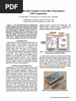 Low-Loss, Broadly-Tunable Cavity Filter Operating at UHF Frequencies