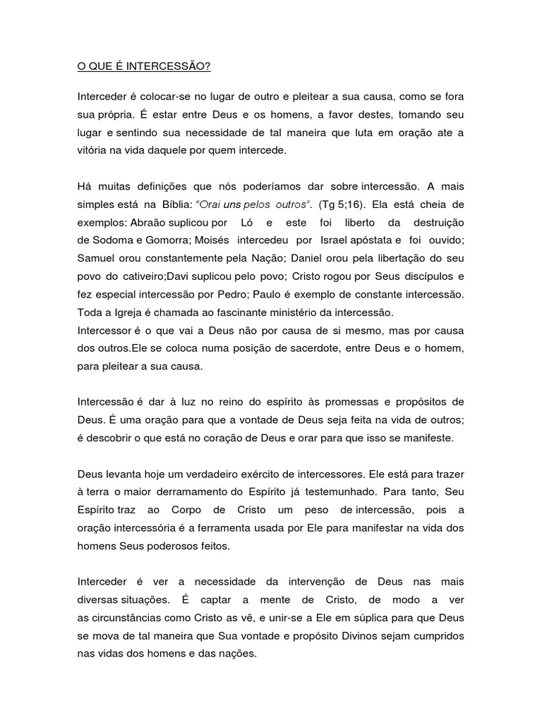 O Que É Intercessão | PDF | Oração | Deus