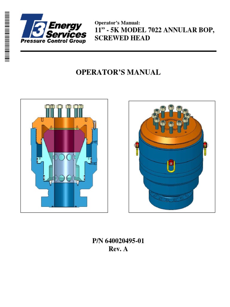 T3 Annulars BOP Operators Manual 7022 PDF | PDF | Ozone | Leak
