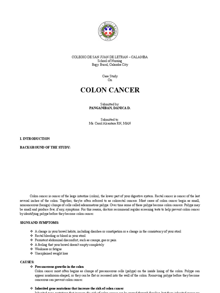 Cancer Case Study PDF Colorectal Cancer Cancer