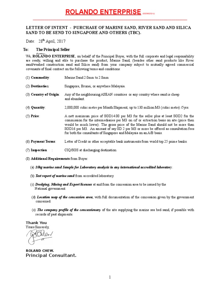 LOI Marine Sand | PDF | Sand | Economies