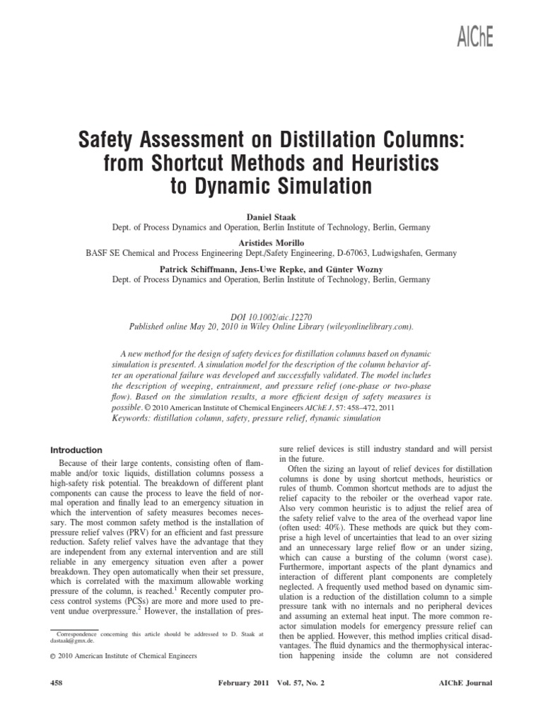 Dynamic Safety Simulation for Distillation Columns | PDF | Distillation ...