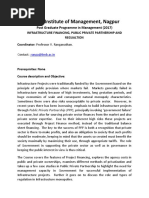 Infrastructure Financing PPP and Regulation Course Outline