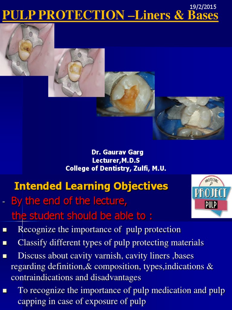 Pulp Protection: Liners and Bases in Dentistry | PDF | Dental Composite ...