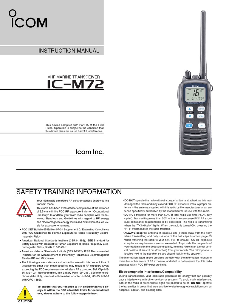 ICM72 Instruction Manual Interference Radio