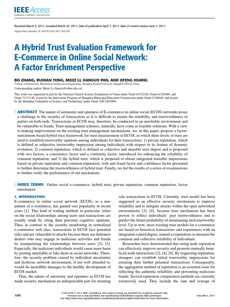 A Hybrid Trust Evaluation Framework For E-Commerce in Online Social ...