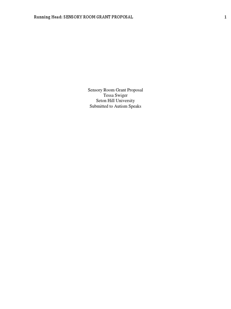 Sensory Grant Proposal PDF Sensory Processing Disorder Autism