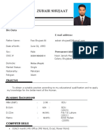 Zubair Shujaat: Ersonal Etails Bio Data