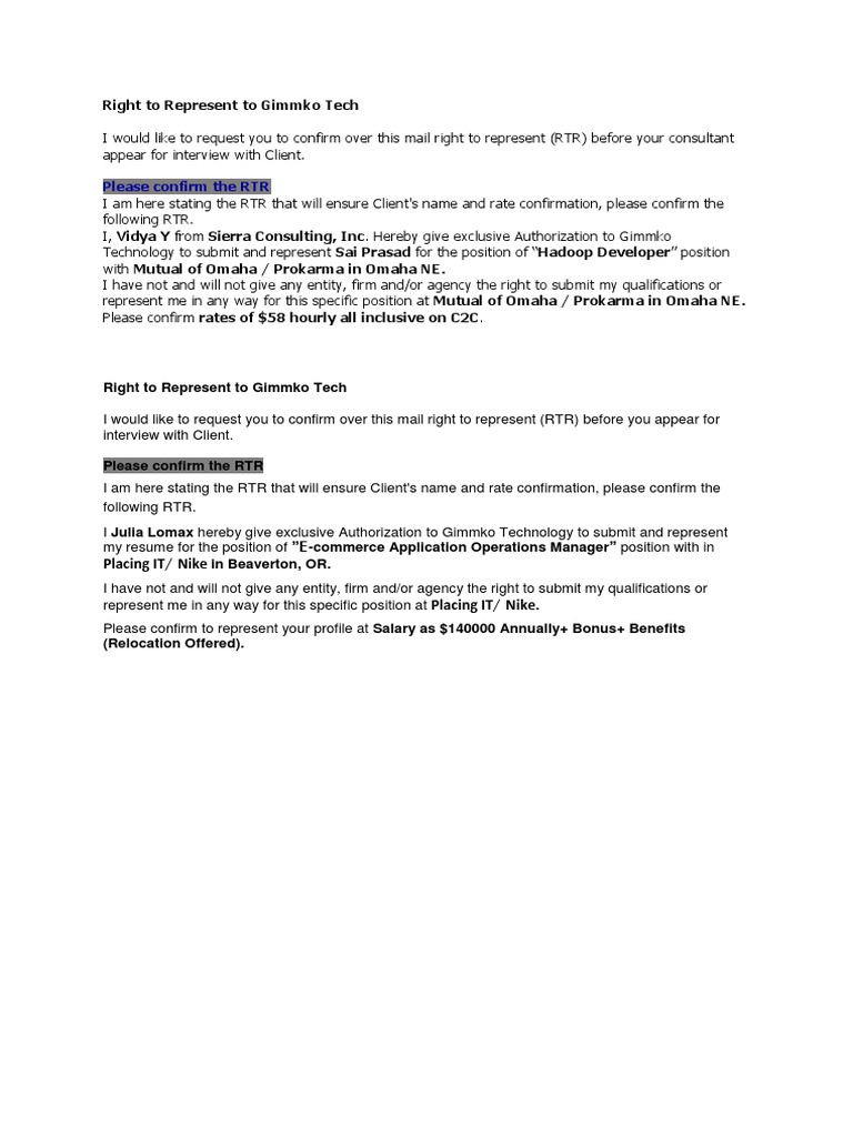 RTR For Employer and Consultant | PDF