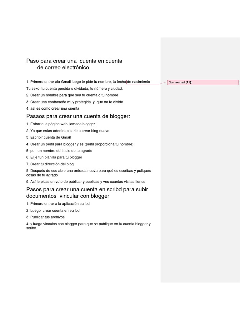 Cómo crear cuentas en Gmail, Blogger y Scribd | PDF | Crecimiento ...