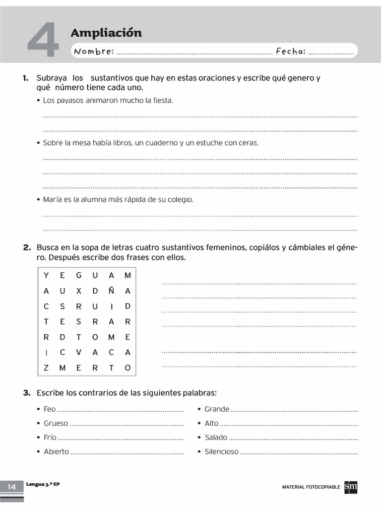 3 Primaria Lengua SM Tema 4 Ampliación | PDF