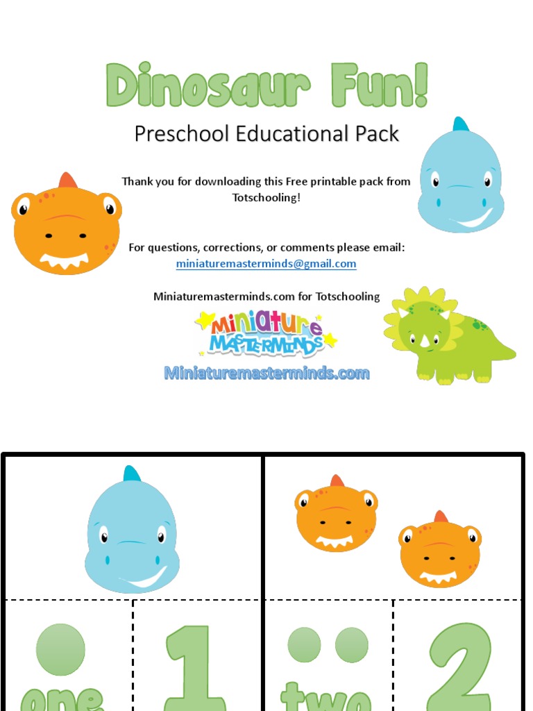 Preschool Dinosaur Educational Pack | PDF | Brown | Color