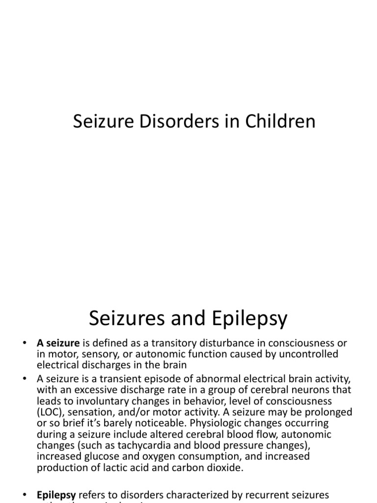 Seizure Disorders in Children | PDF | Disorders Causing Seizures | Epilepsy
