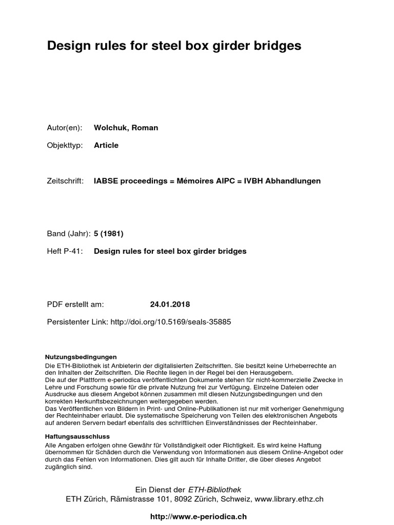 Design Rules For Steel Box Girder Bridges | PDF