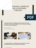 Clasificación o Carácter de Las Licitaciones Publicas