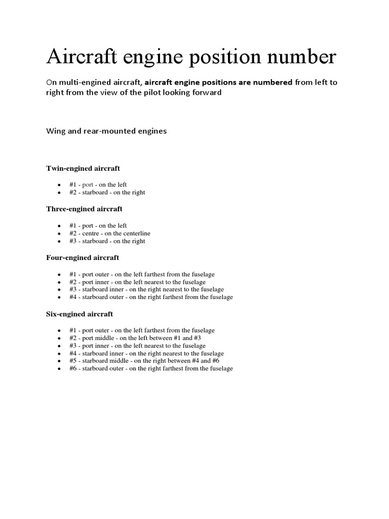 Aircraft Engine Position Number PDF